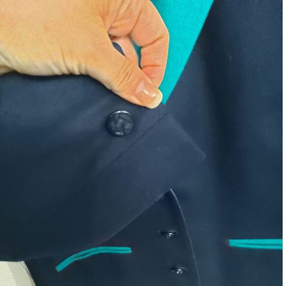 Vintage 80s  Miss Pendleton Blazer womens Navy teal virgin wool made in USA sz M - Picture 3 of 5